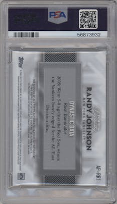 Randy Johnson from the 2017 Topps Dynasty set graded by PSA and given an overall grade of 10.
