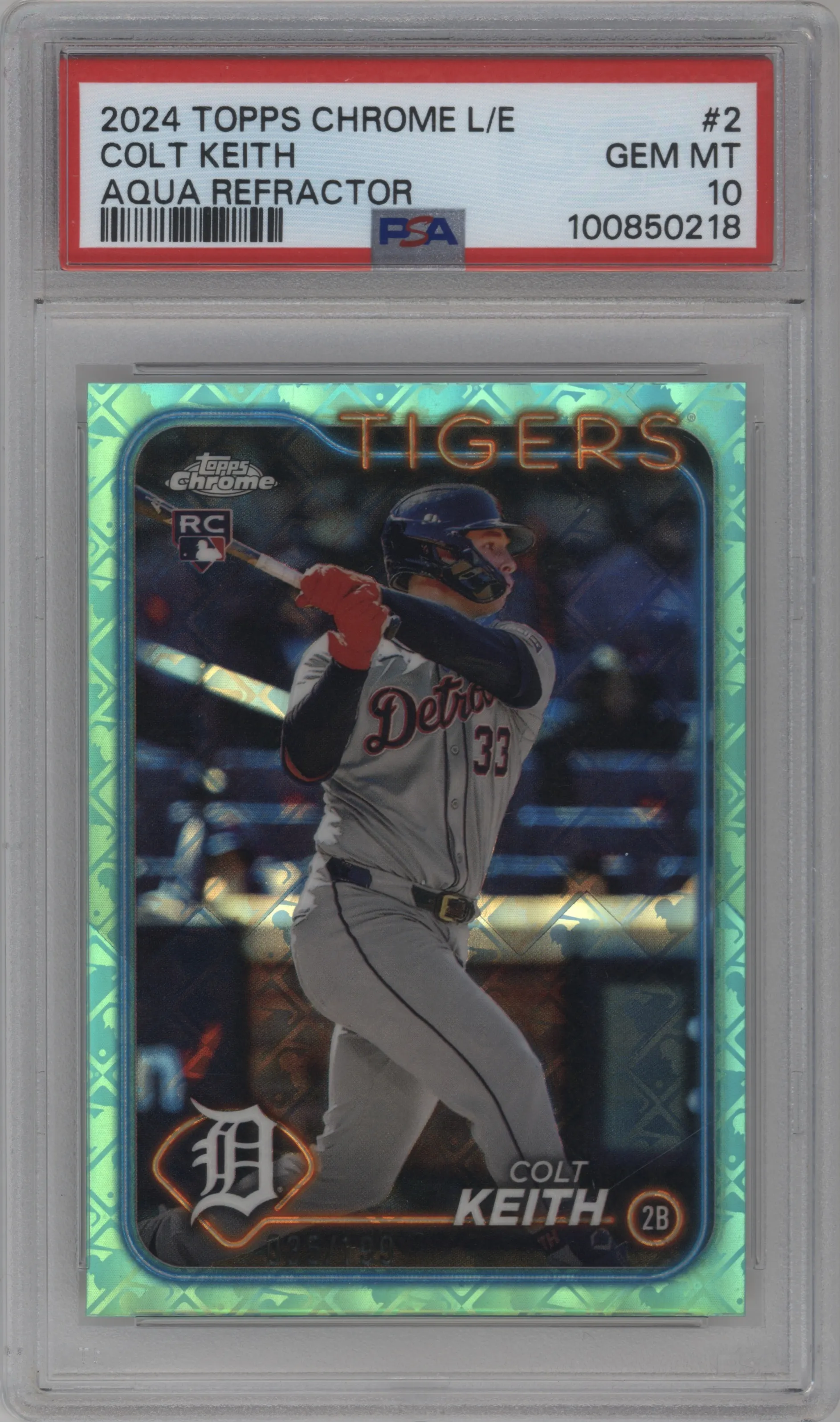 2024 Topps Chrome Logofractor Colt Keith Aqua Refractor PSA 10