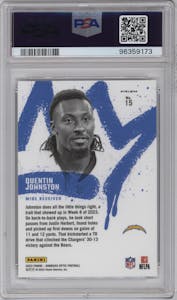 Quentin Johnston from the 2023 Donruss Optic set graded by PSA and given an overall grade of 10.