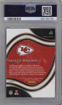Patrick Mahomes II from the 2020 Panini Select set featuring a Cosmic parallel graded by PSA and given an overall grade of 10.