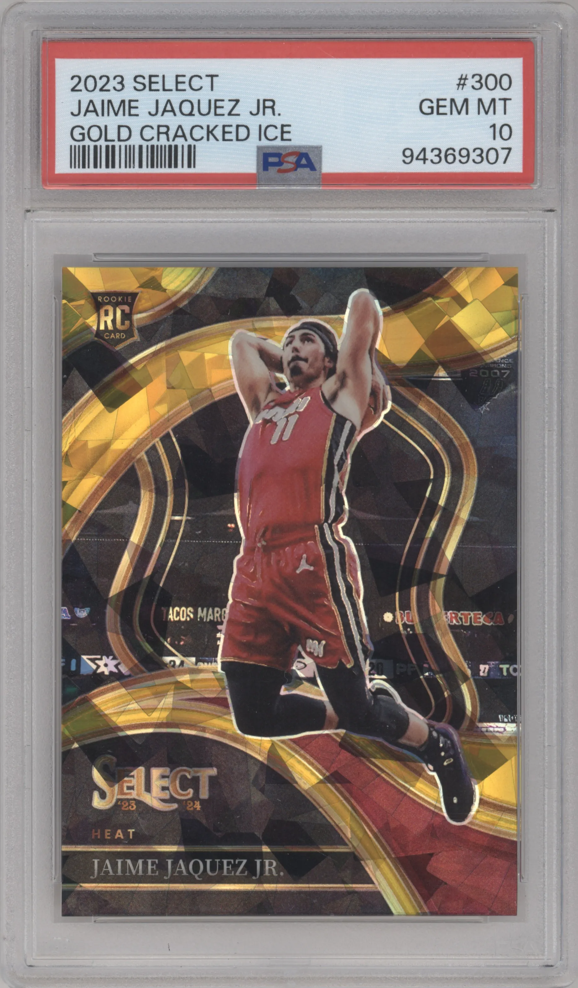 2023 Panini Select Courtside Jaime Jaquez Jr. Gold Cracked Ice #300 PSA 10