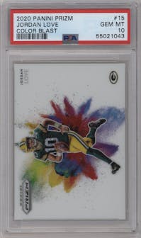 Jordan Love from the 2020 Panini Prizm set graded by PSA and given an overall grade of 10.
