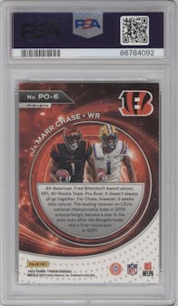 Ja'Marr Chase from the 2023 Panini Prizm set featuring a No Huddle parallel graded by PSA and given an overall grade of 10.