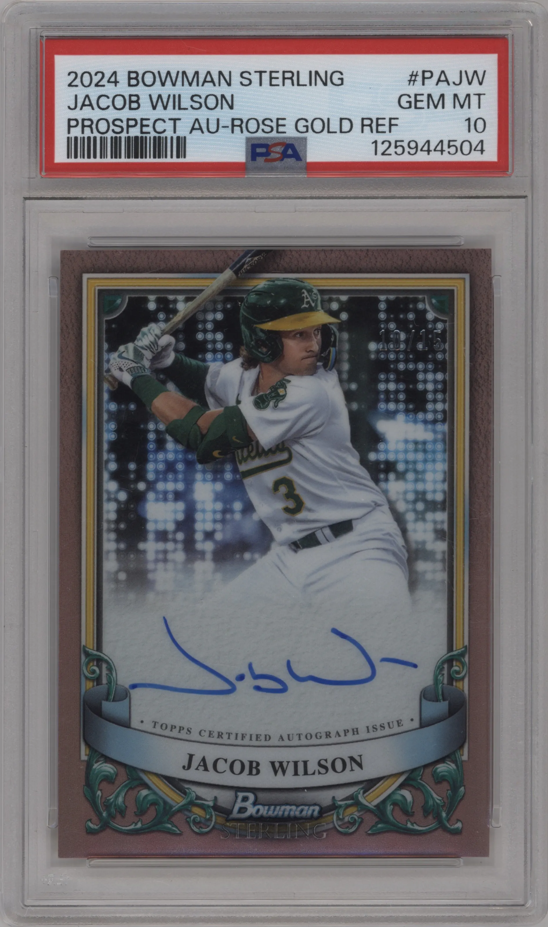 2024 Bowman Sterling Pros.Auto Jacob Wilson Rose Gold Refractor PSA 10