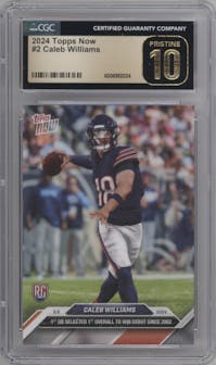 Caleb Williams from the 2024 Topps Now set graded by CSG and given an overall grade of 10.