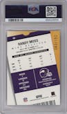 Randy Moss from the 2003 Playoff Contenders set featuring a Playoff Ticket parallel graded by PSA and given an overall grade of 9.