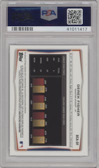 Derek Fisher from the 2015 Bowman Chrome set graded by PSA and given an overall grade of 10.
