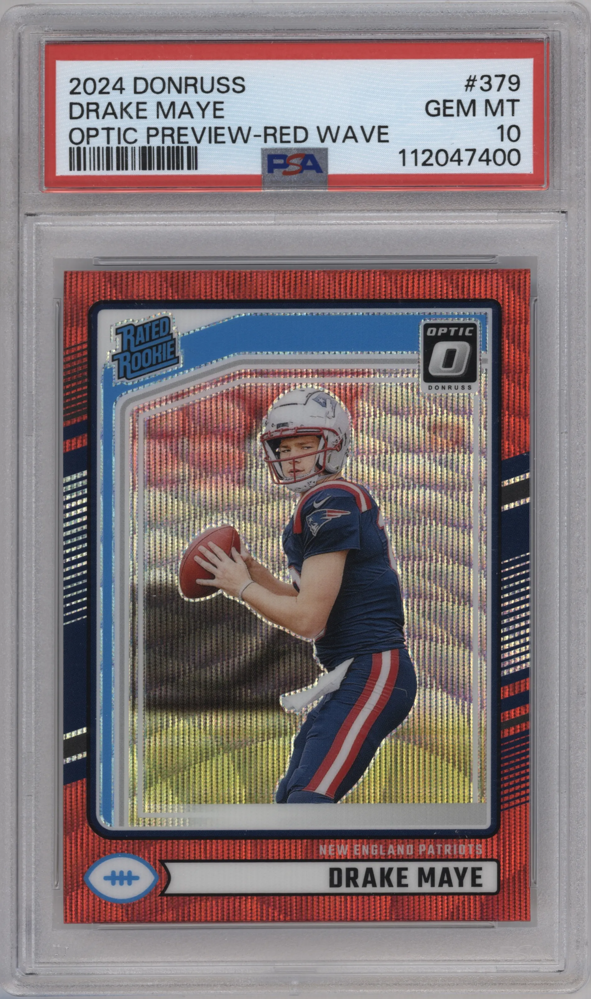 2024 Donruss Opt.Rtd.Rke. Drake Maye Red Wave #379 PSA 10