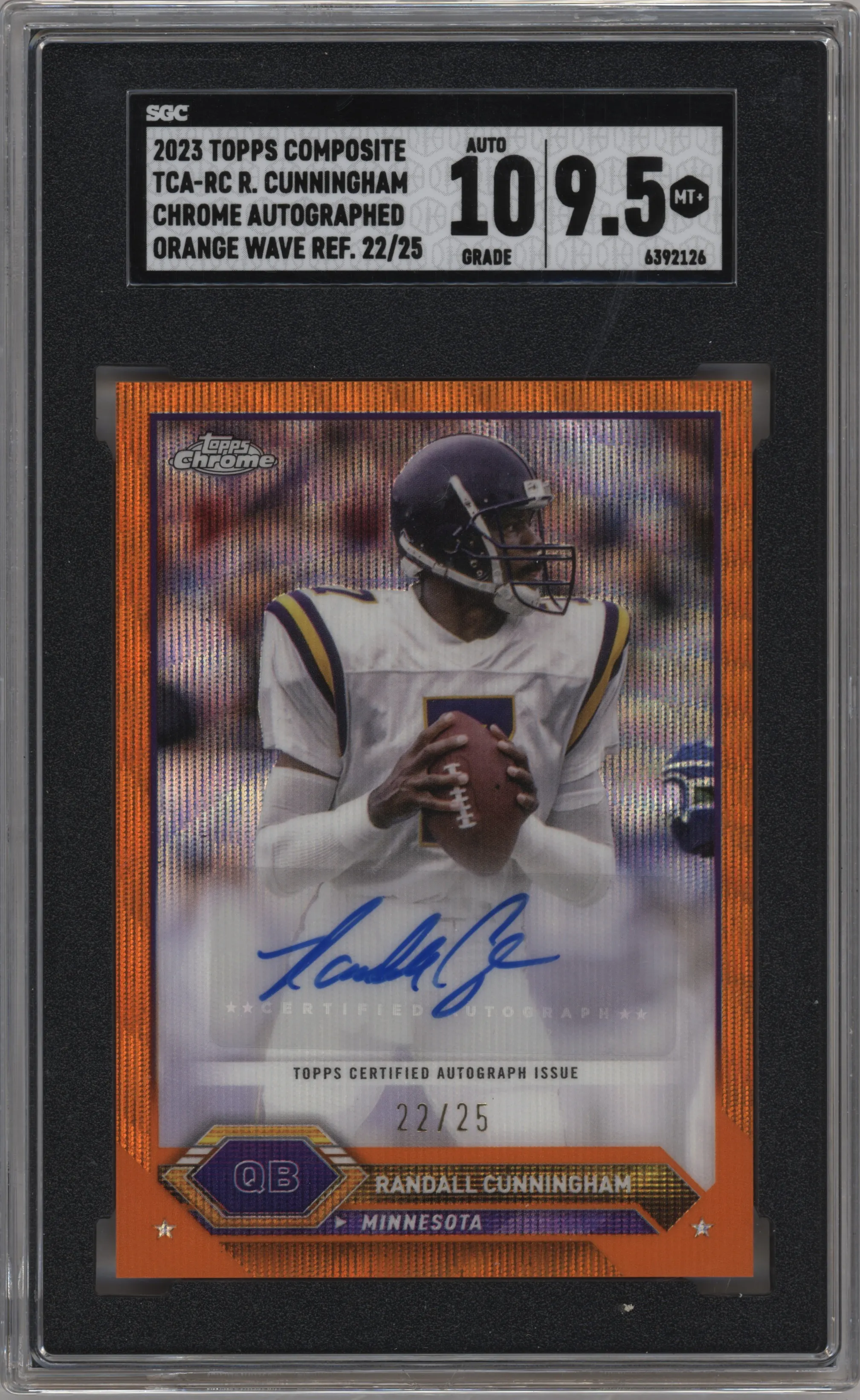 2023 Topps Composite Chr.Auto Randall Cunningham Orange Wave Refractor SGC 9.5