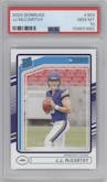 J.J. McCarthy from the 2024 Donruss set graded by PSA and given an overall grade of 10.