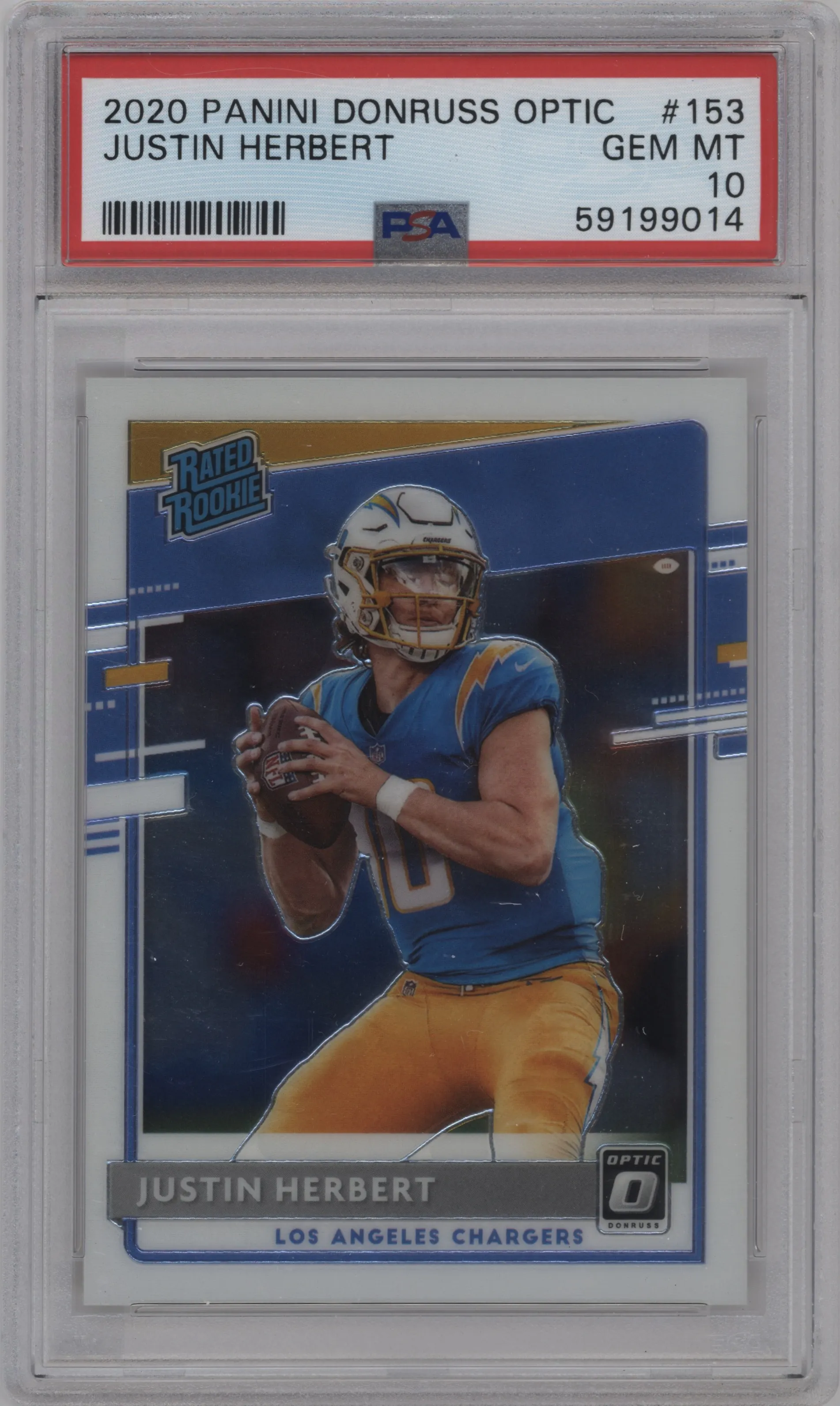 2020 Panini Donruss Optic Rated Rookie Justin Herbert #153 PSA 10