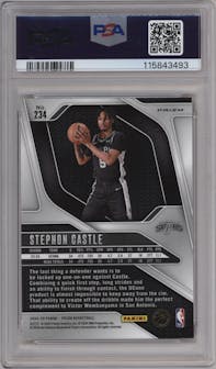 Stephon Castle from the 2024-25 Panini Prizm set featuring a Red Ice parallel graded by PSA and given an overall grade of 10.