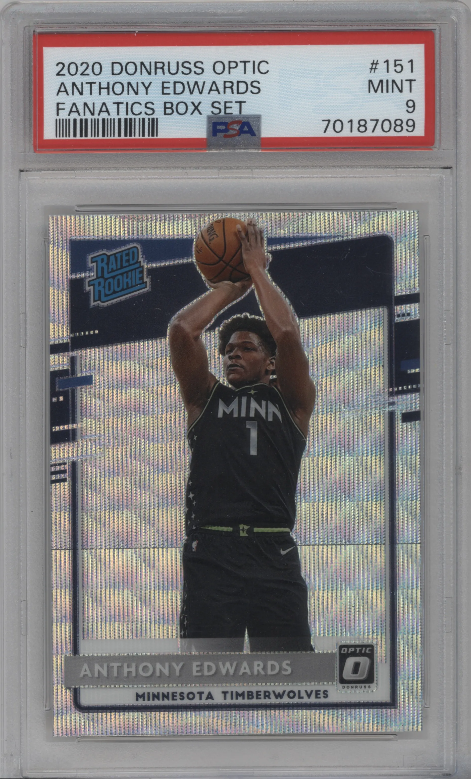 2020 Panini Donruss Optic Rated Rookie Anthony Edwards Fanatics Box Set PSA 9