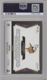 J.J. McCarthy from the 2024 Panini Select set featuring a Tie-Dye Prizm parallel graded by PSA and given an overall grade of 10.