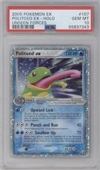 Politoed ex from the 2005 Pokemon EX set graded by PSA and given an overall grade of 10.