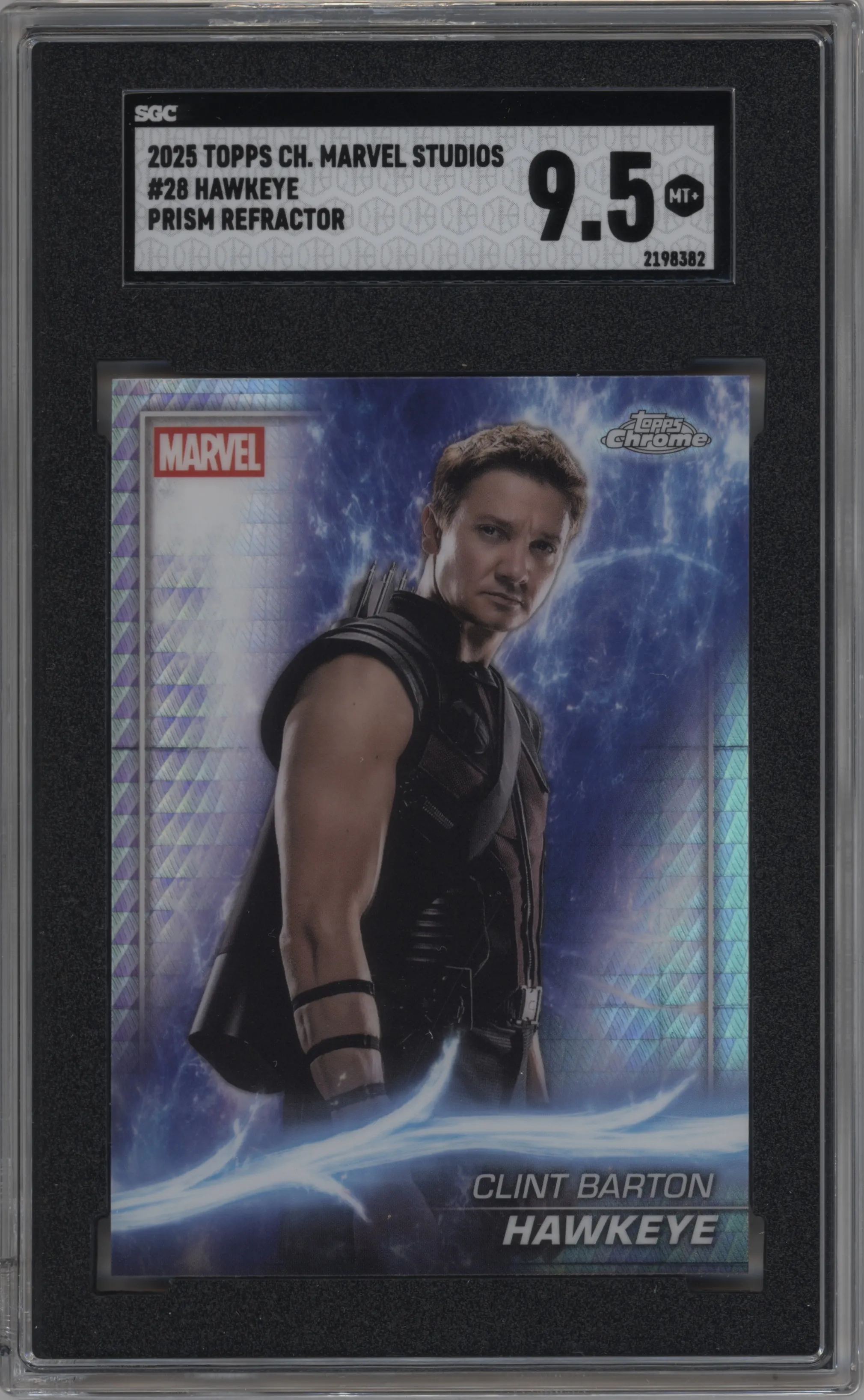 2025 Topps Chrome Marvel Studios Hawkeye Prism Refractor SGC 9.5