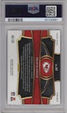 Travis Kelce from the 2023 Panini Select set featuring a White Prizm parallel graded by PSA and given an overall grade of 10.