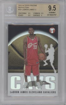 LeBron James from the 2003-04 Topps Pristine  set featuring a Refractor parallel graded by Beckett and given an overall grade of 9.5.