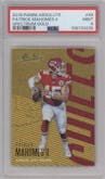 Patrick Mahomes II from the 2018 Panini Absolute set featuring a Spectrum Gold parallel graded by PSA and given an overall grade of 9.
