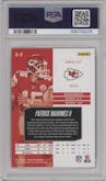 Patrick Mahomes II from the 2018 Panini Absolute set featuring a Spectrum Gold parallel graded by PSA and given an overall grade of 9.