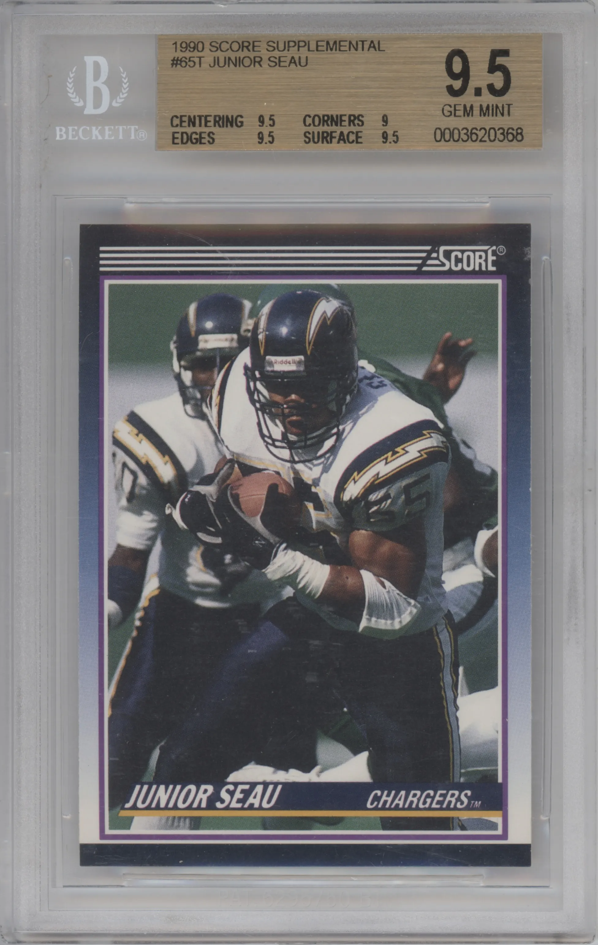 1990 Score Supplemental Junior Seau BGS 9.5
