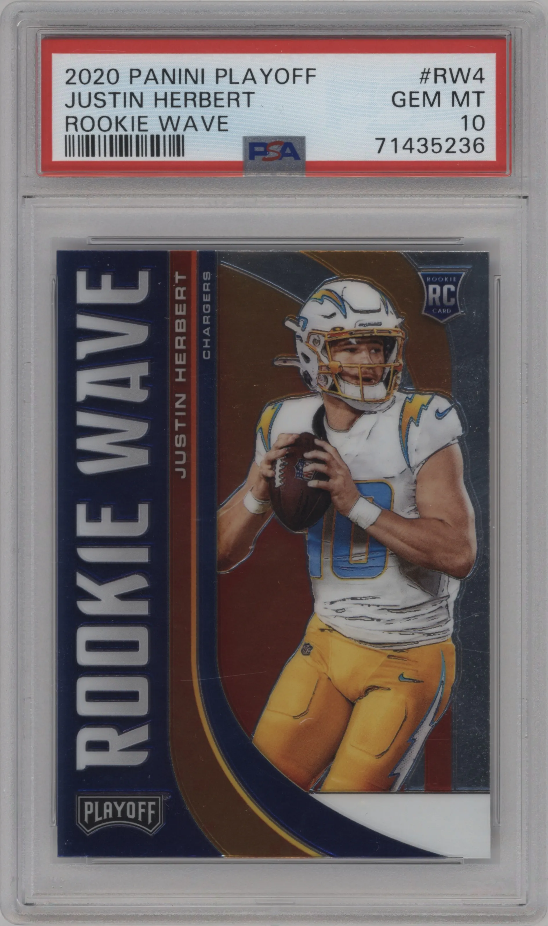 2020 Panini Playoff Rke.Wave Justin Herbert #RW-4 PSA 10