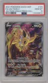 Jolteon V from the 2021 Pokemon SWSH set featuring a Jolteon VMAX Premium Collection parallel graded by PSA and given an overall grade of 10.