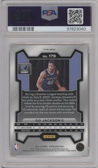 GG Jackson II from the 2023-24 Panini Prizm set featuring a Orange Ice parallel graded by PSA and given an overall grade of 9.