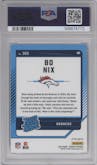 Bo Nix from the 2024 Donruss set featuring a Pink parallel graded by PSA and given an overall grade of 10.