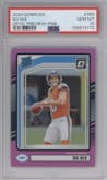 Bo Nix from the 2024 Donruss set featuring a Pink parallel graded by PSA and given an overall grade of 10.