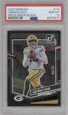 Jordan Love from the 2023 Panini Donruss set featuring a Press Proof Black parallel graded by PSA and given an overall grade of 10.