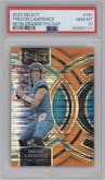 Trevor Lawrence from the 2023 Panini Select set featuring a Neon Orange Pulsar Prizm parallel graded by PSA and given an overall grade of 10.