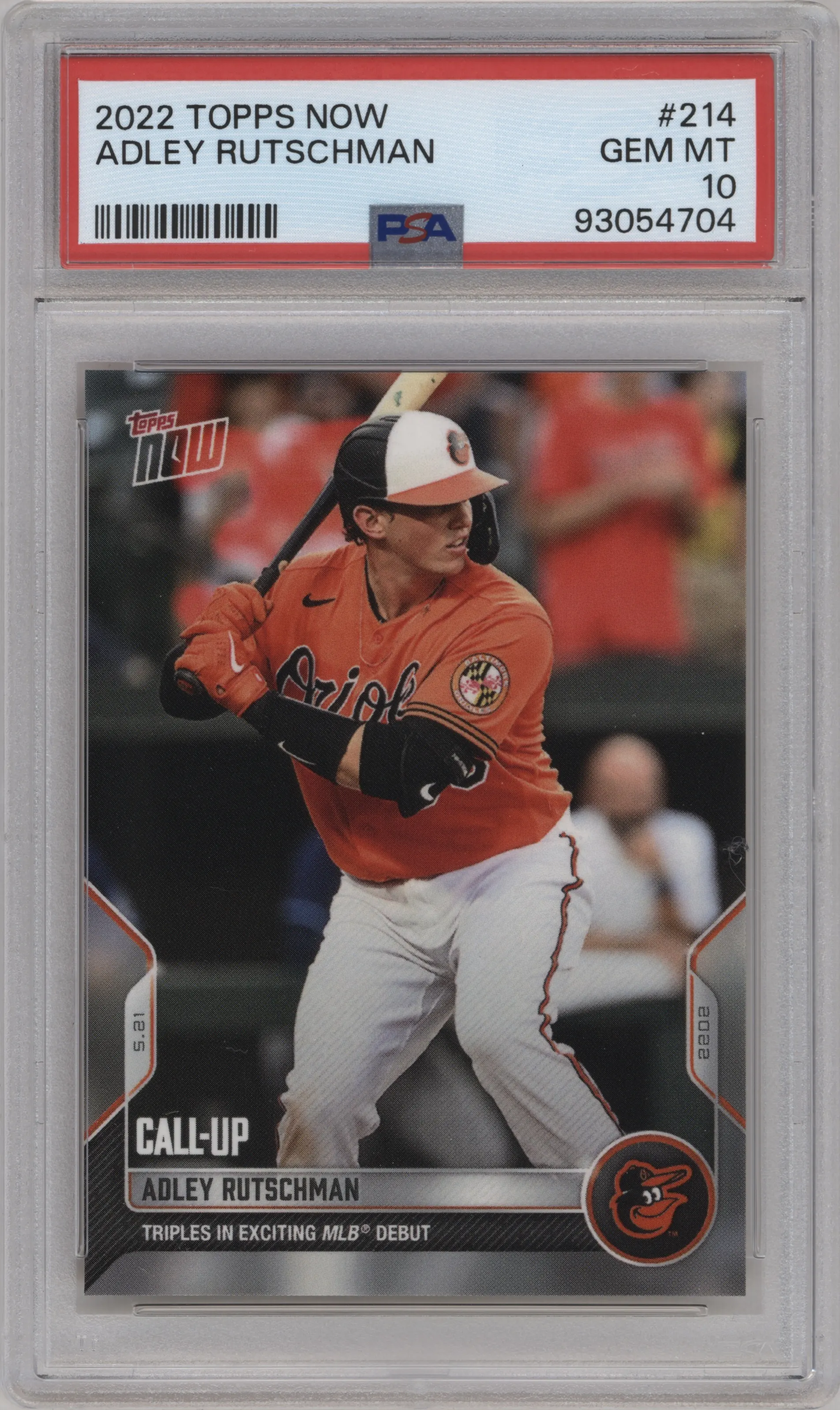2022 Topps Now Adley Rutschman #214 PSA 10