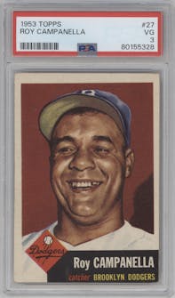 Roy Campanella from the 1953 Topps set graded by PSA and given an overall grade of 3.
