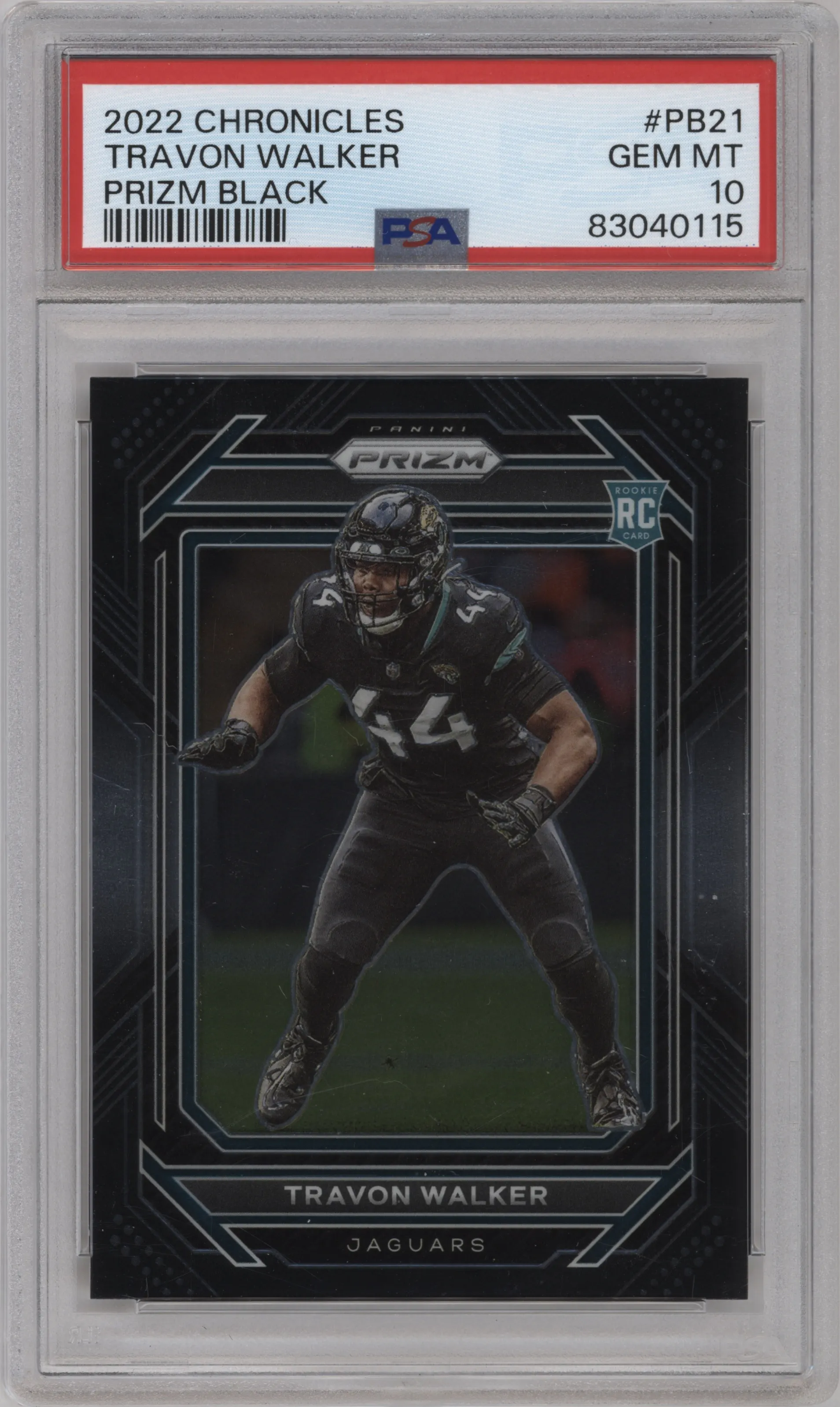 2022 Panini Chronicles Prizm Black Travon Walker #PB-21 PSA 10