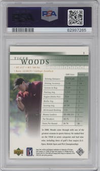 Tiger Woods from the 2001 Upper Deck set graded by PSA and given an overall grade of 9.