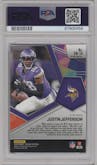 Justin Jefferson from the 2022 Panini Mosaic set featuring a Silver parallel graded by PSA and given an overall grade of 10.