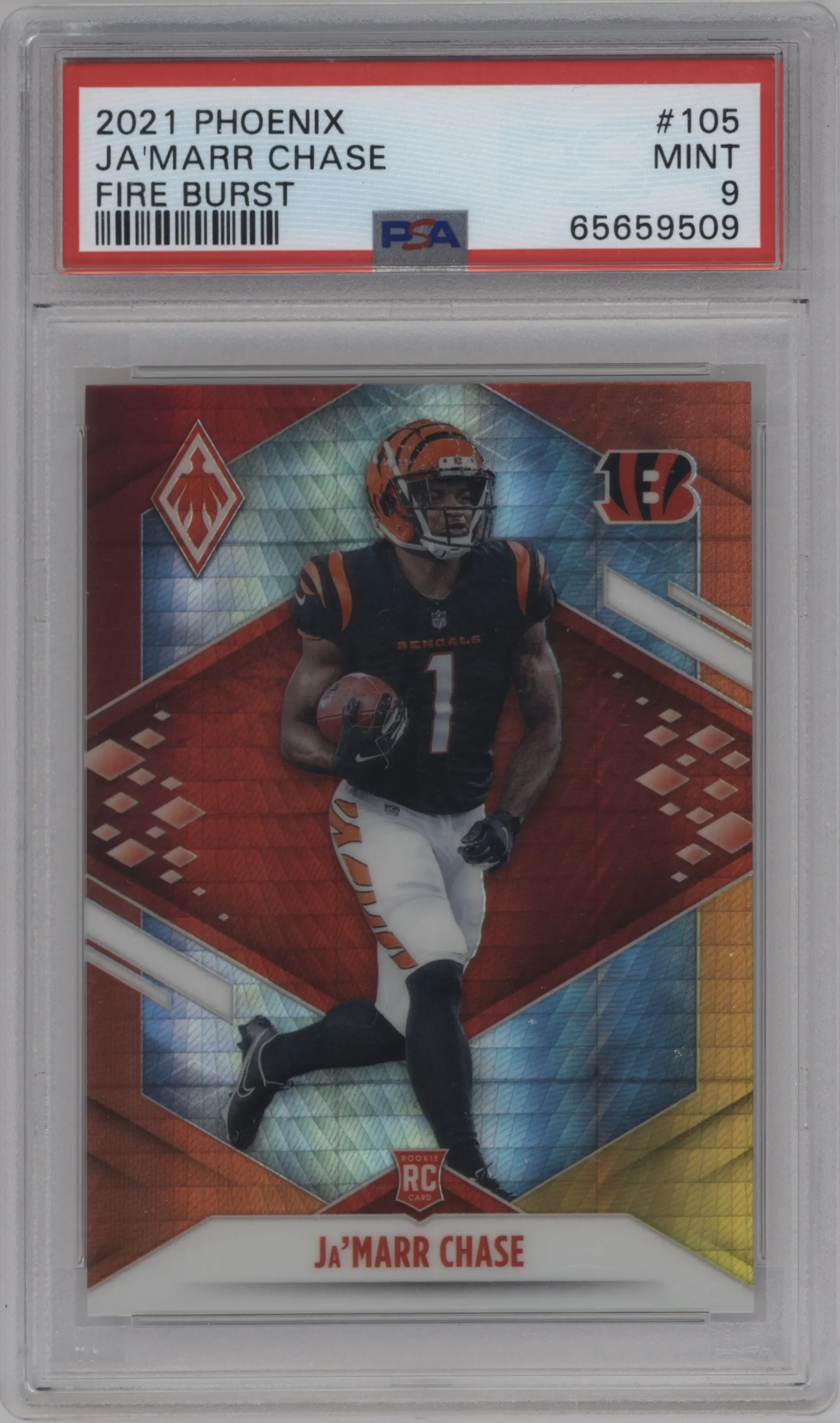 2021 Panini Phoenix Ja'Marr Chase Fire Burst #105 PSA 9