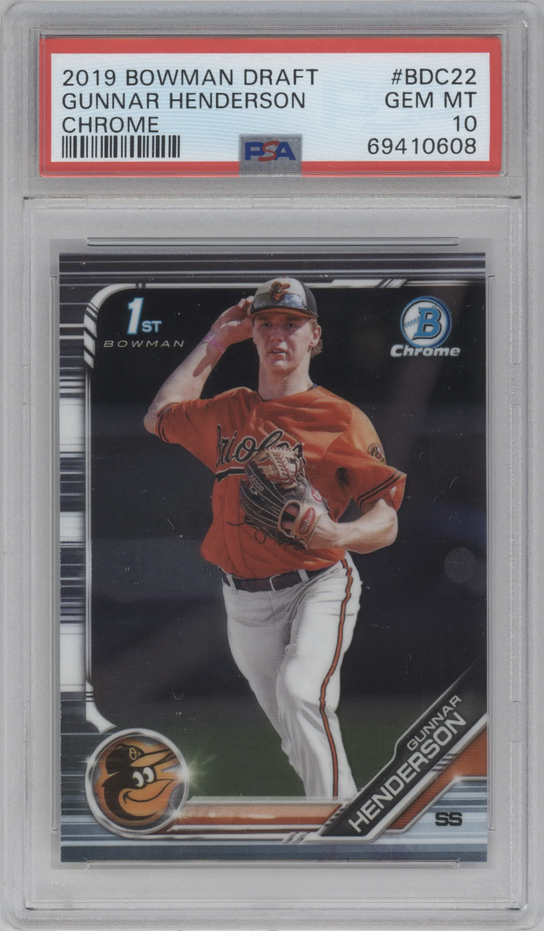 2019 Bowman Draft Chrome Gunnar Henderson PSA 10