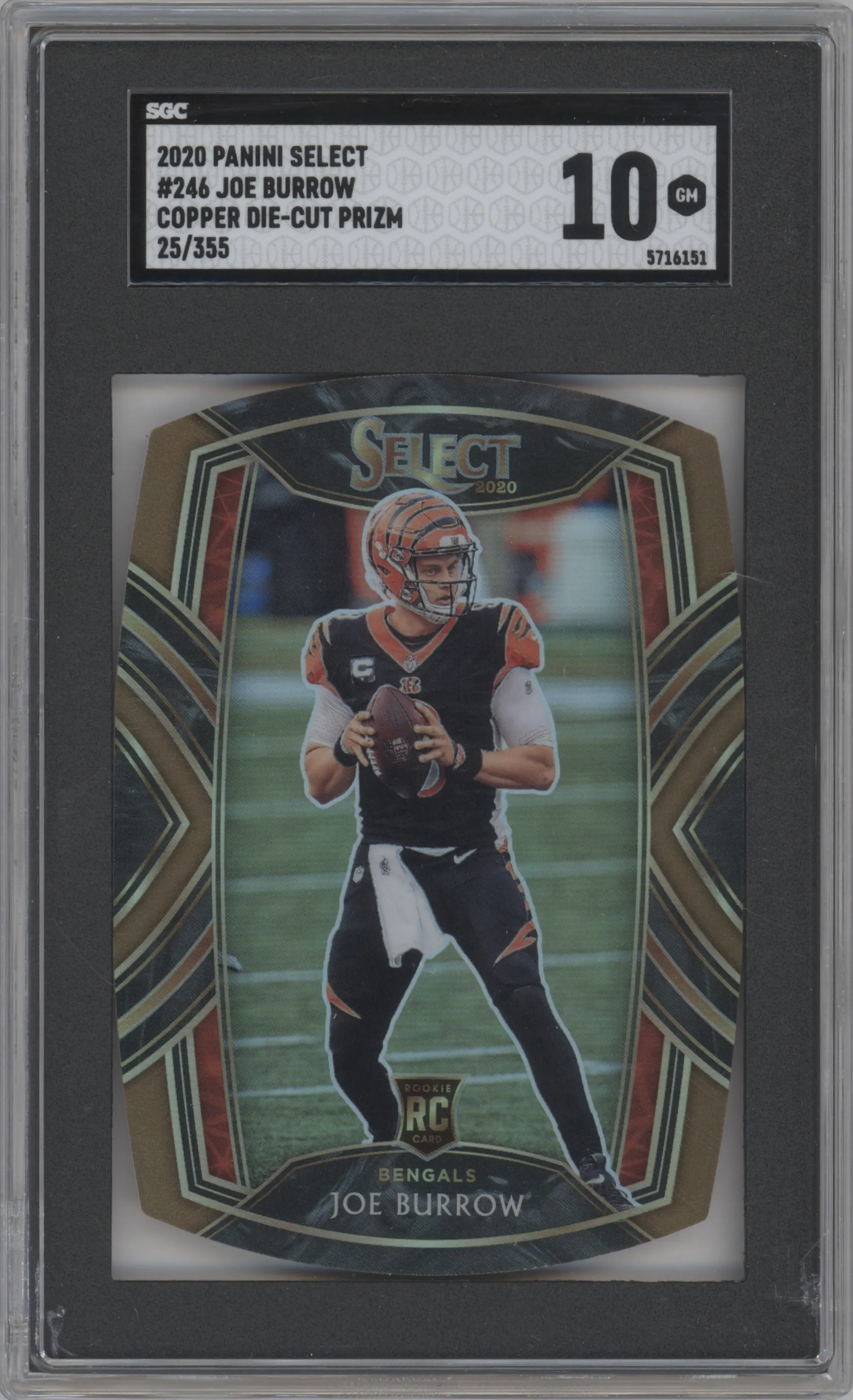 2020 Panini Select Club Lvl. Joe Burrow Die-Cut Copper SGC 10