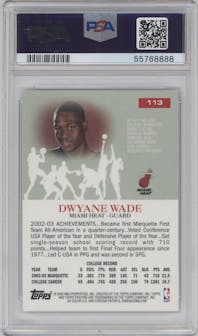 Dwyane Wade from the 2003-04 Topps Pristine  set graded by PSA and given an overall grade of 10.