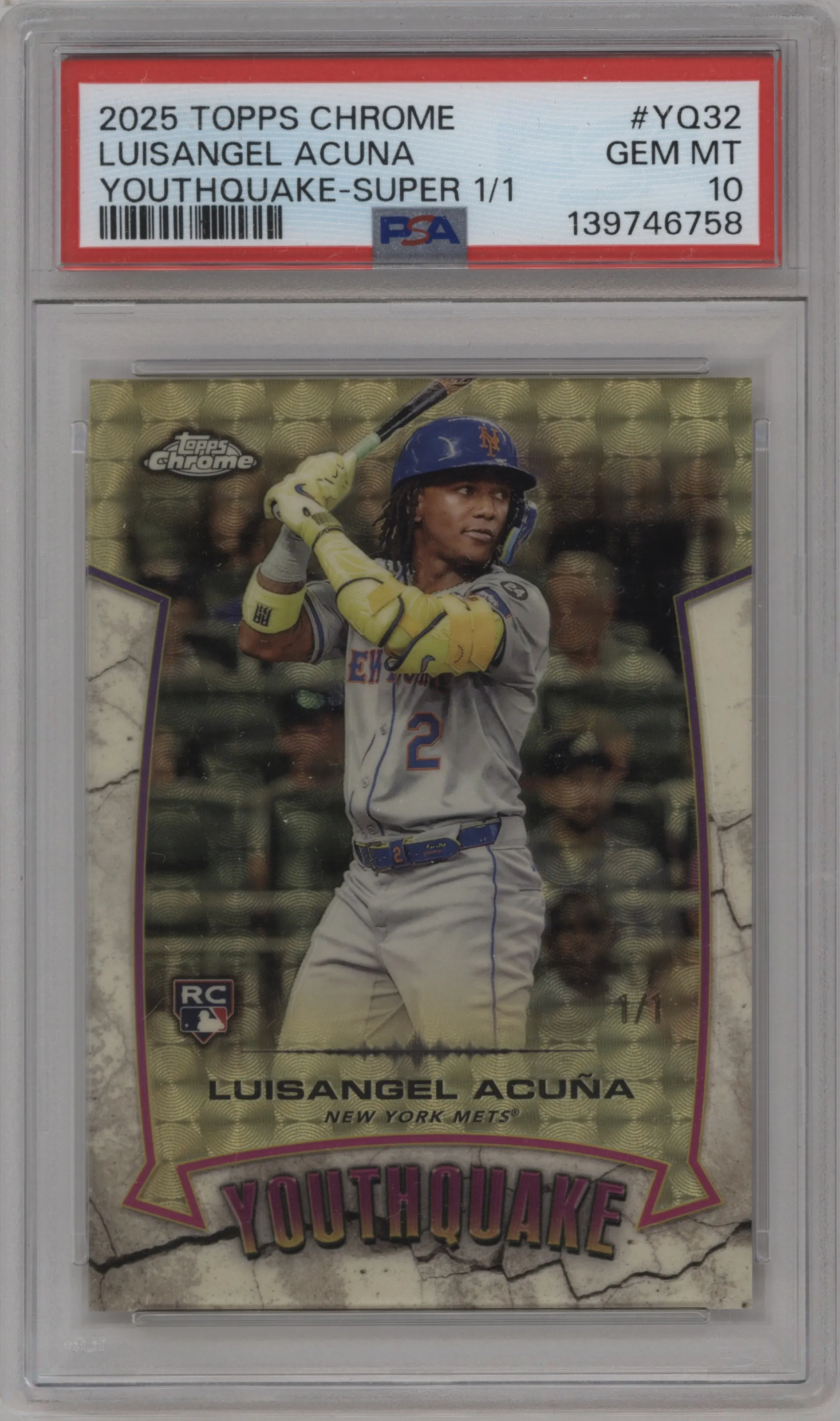2025 Topps Chrome YouthQuake Luisangel Acuna SuperFractor PSA 10