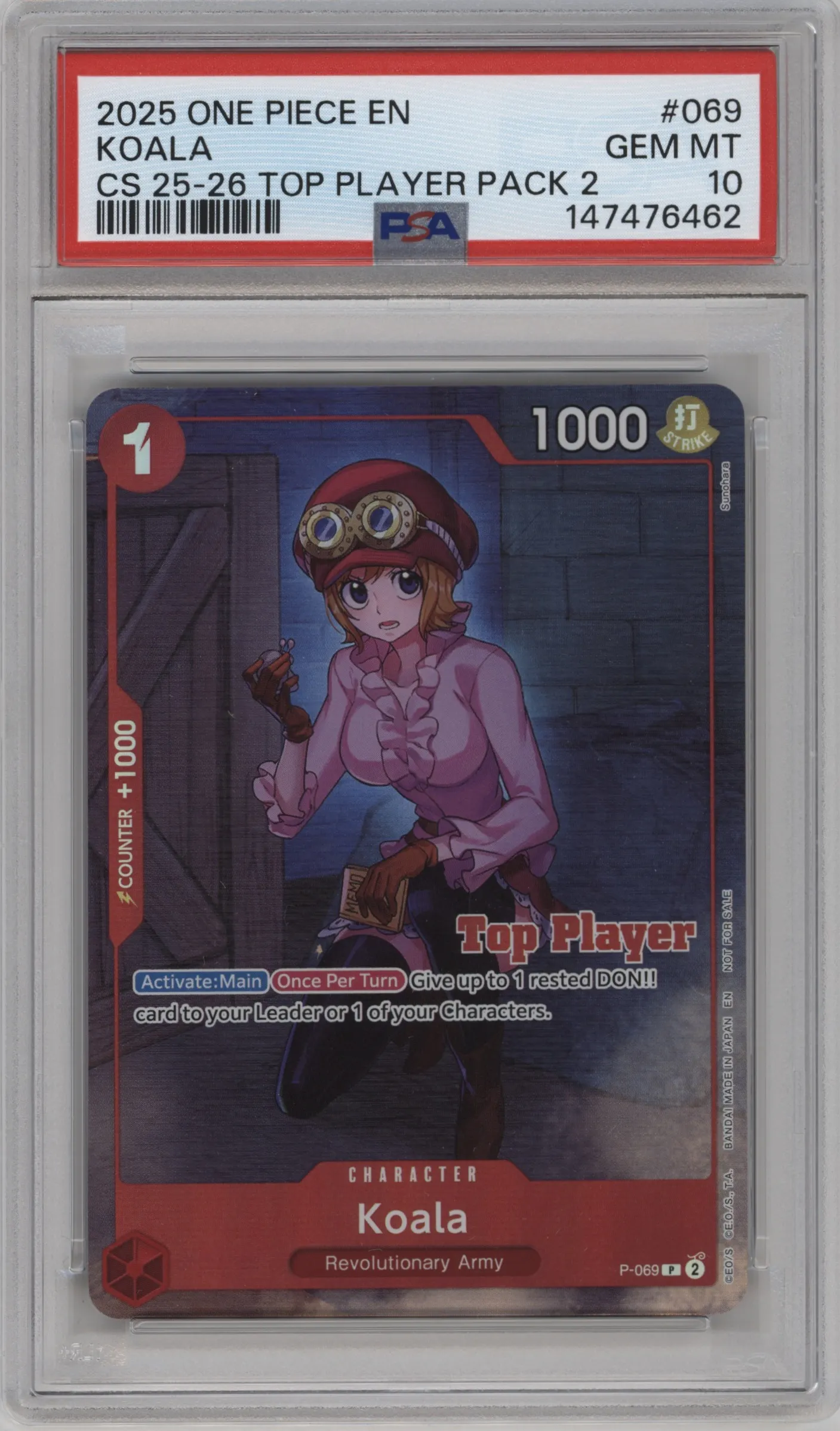 2025 One Piece Koala CS 25-26 Top Player Pack 2 PSA 10