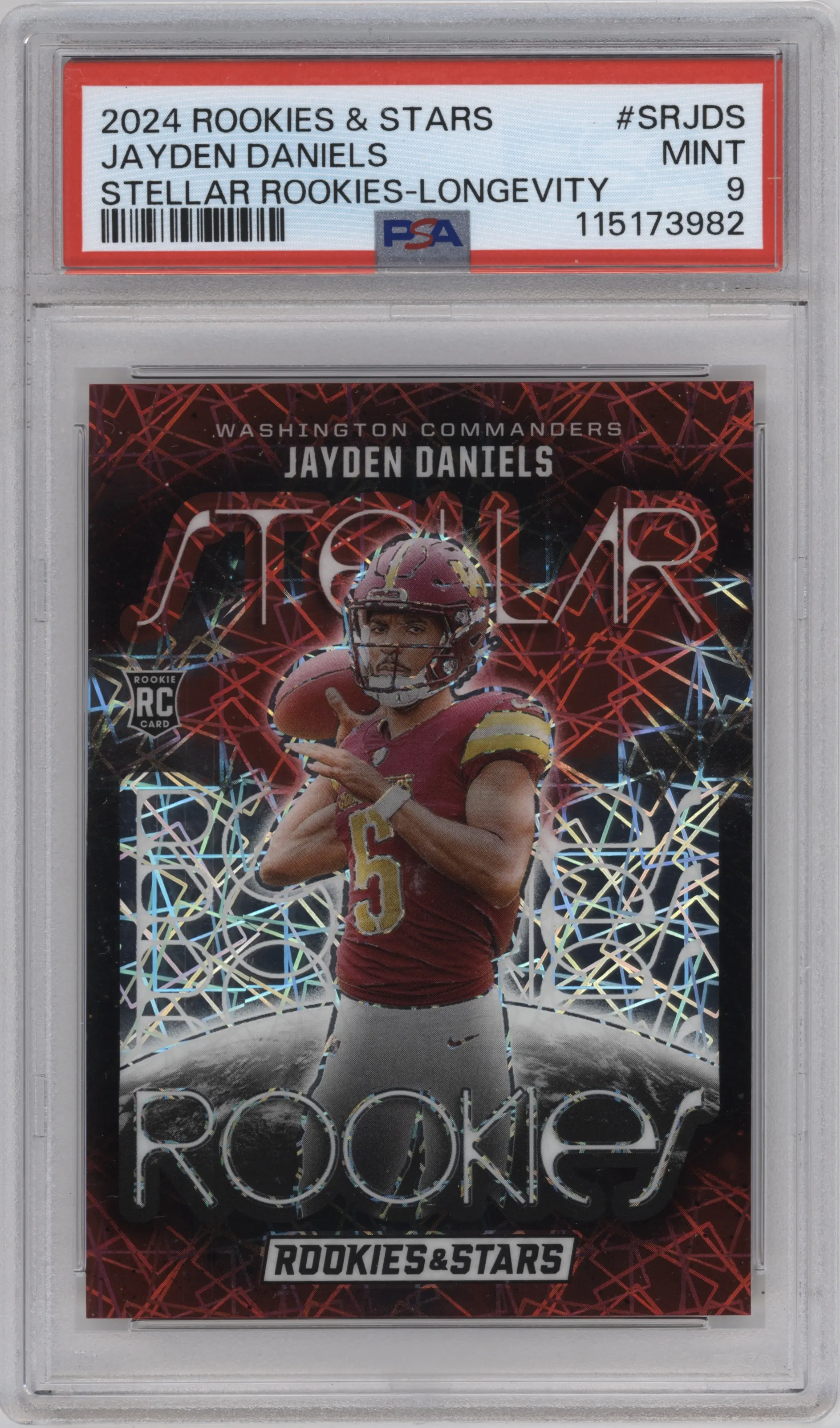 2024 Panini Rookies & Stars Stellar Rke. Jayden Daniels Longevity #SR-JDS PSA 9