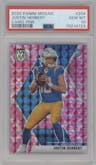 Justin Herbert from the 2020 Panini Mosaic set featuring a Pink Camo parallel graded by PSA and given an overall grade of 10.