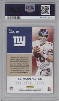 Eli Manning from the 2022 Panini Illusions set graded by PSA and given an overall grade of 9.