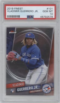 Vladimir Guerrero Jr. from the 2019 Topps Finest  set graded by PSA and given an overall grade of 10.