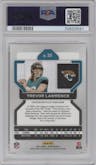 Trevor Lawrence from the 2021 Panini Prizm set graded by PSA and given an overall grade of 9.