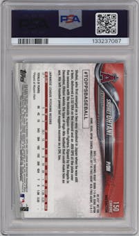 Shohei Ohtani from the 2018 Topps Chrome set featuring a X-Fractor parallel graded by PSA and given an overall grade of 10.