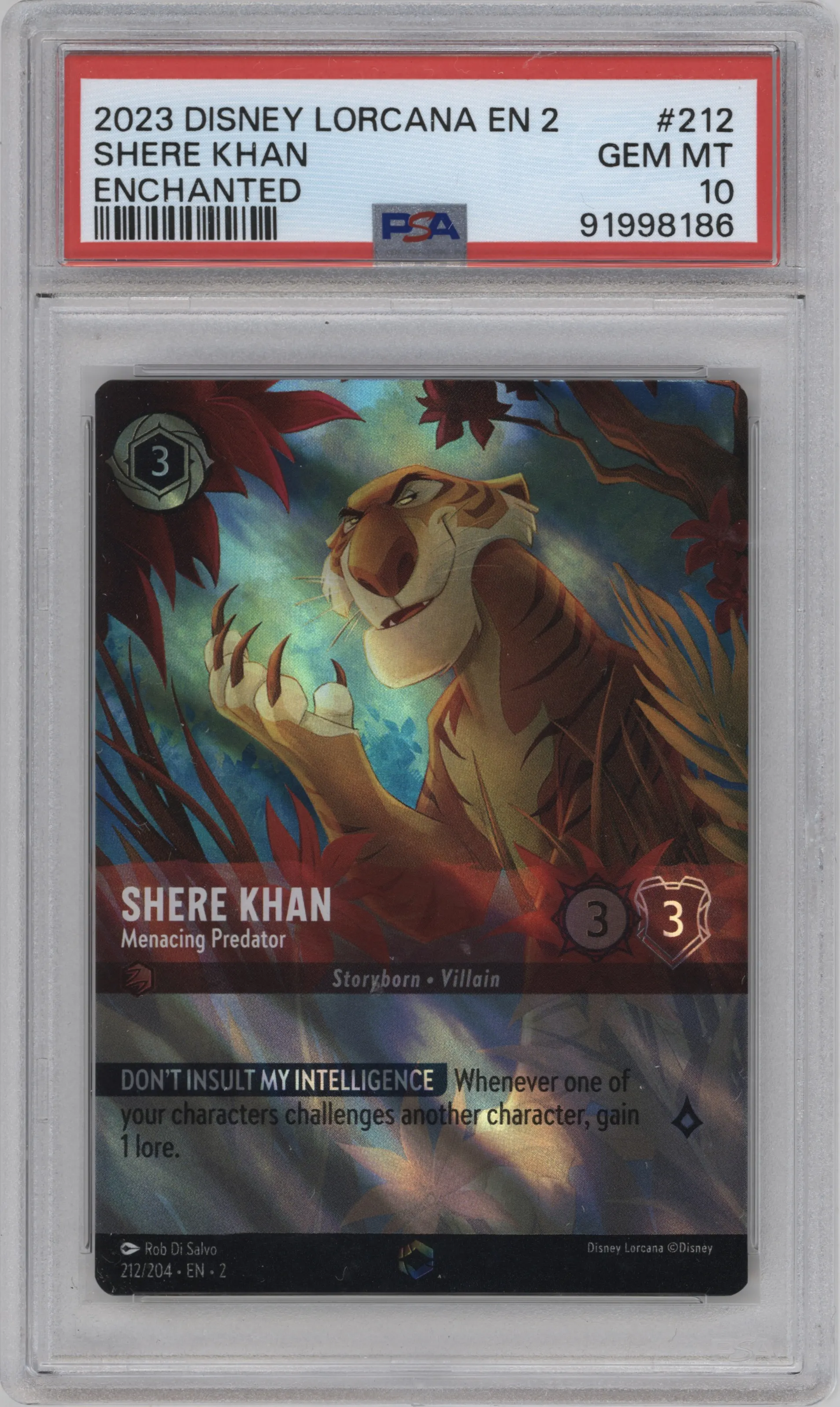 2023 Disney Lorcana Rise of the Floodborn Shere Khan Enchanted #212 PSA 10